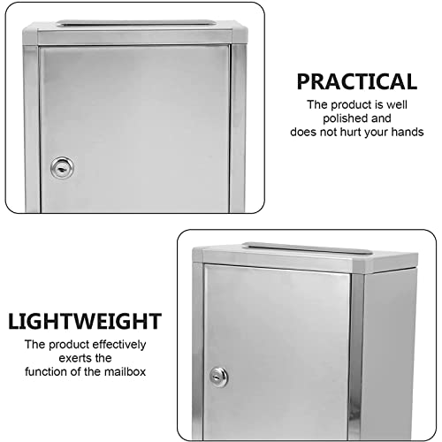 ZEELYDE Donation/Charity/Suggestion Box,Stainless Steel Storage Box, Wall Mounted Mailbox Key Drop Box with Lock, Donation Box, Charity Donation Box,A