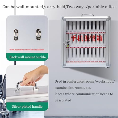 WSNCXFW Aluminum Alloy Pocket Chart Storage Cabinet, School Mobile Phone Storage Box,Cell Phone Lockers with Door Locks and Keys, for Classroom Office Employees,24slots