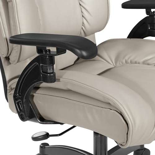 Space Seating 93 Series Professional Executive Leather Office Chair, Pillow Top Seat and Back, Lumbar Support, Cantilever Arms, Synchro Tilt, Taupe