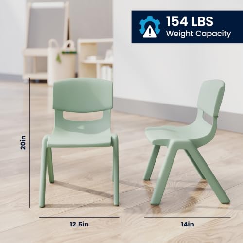 Flash Furniture Stackable Plastic School Chair, Sage, Set of 2