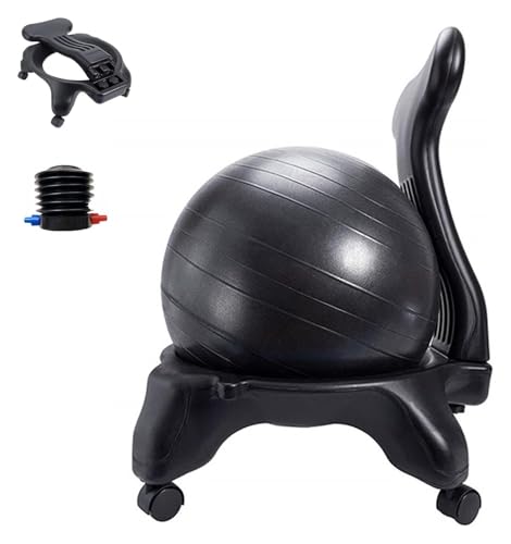 OneGrifN Yoga Ball Chair,Yoga Ball，Exercise Ball, Yoga Ball Chair Stability Ball Chair with Back Support Desk Sitting Balls with Wheels & Air Pump Ergonomic Balance Yoga Ball Exercise