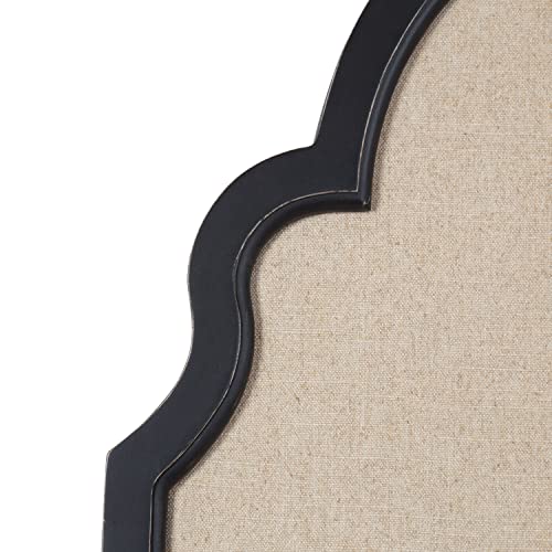 Kate and Laurel Hogan Farmhouse Framed Arch Fabric Pinboard; 24 x 36; Black; Decorative Bulletin Board with Moroccan Arch and Linen Fabric Pinning Surface for Wall