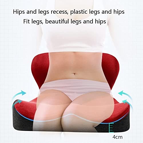 XARONF Memory Foam Seat Cushion, for Sciatica Tailbone Back Pain Relief, Posture Correction. Orthopedic Sitting Pillows for Office Chair, Car, Kitchen, Wheelchair with Non-Slip Bottom (Color : Red)