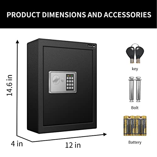 JUGREAT 83 Keys Cabinet with Sensor Light,Electronic Key Safe,Pin Code Keyless Storage Box for Keys,Secure Wall Mount Safe with 80 Key Tags