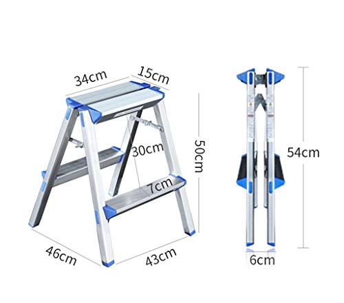 FLYIFE Step Stool Two Step Ladder Stool, Three Four Steps Outdoor Metal Ladder, Office Factory Double Side Ladder Super Light Stepladders Household Ladder/43 X 46 X 50Cm