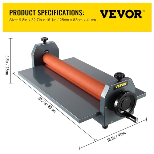 VEVOR 25 Inch Cold Laminator Machine 10mm Manual Vinyl Photo Film Cold laminator Hand Crank Pressure Cold Roll laminator(25 Inch)