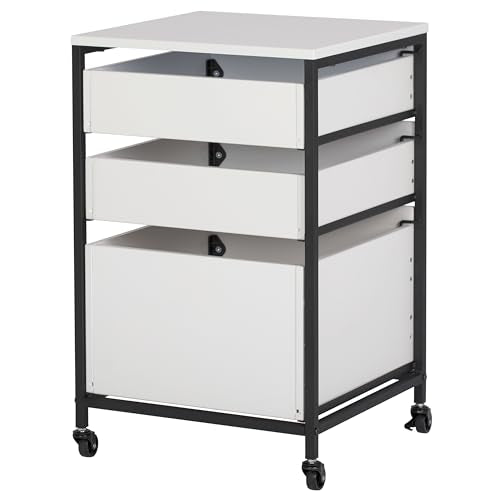 Sew Ready Charcoal/White 27" H 3-Drawer Mobile Storage Organizer Cart for Bathroom, Kitchen, Crafts, Home Office or Laundry Rooms