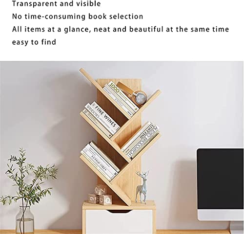 UINGBPXT Bookcase Small Desktop Bookshelf 5-Tier Tree Bookcase in Bedroom Home Office Corner Desktop Organizer for Desk Display Shelf Rack High Capacity, 30*15*59cm