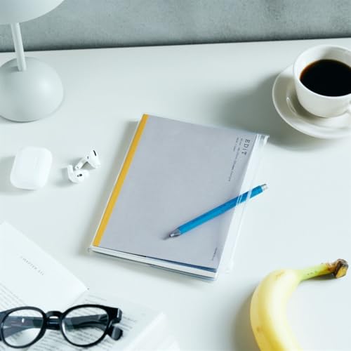 MARK'STYLE EDiT A5 Paper Book & Refill Set – 5mm Gray Grid, Soft Transparent PVC Cover with Pocket for Planning, Journaling, and Note-Taking (Light Latte, A5)