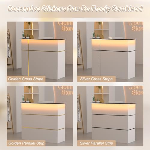AHB Reception Desk with LED Light, Modern Front Desk with Counter, 50 Inch Retail Counter with Lockable Drawers for Office,Beauty Salon,Lobby,Checkout,Clinic, Retail,Reception Room