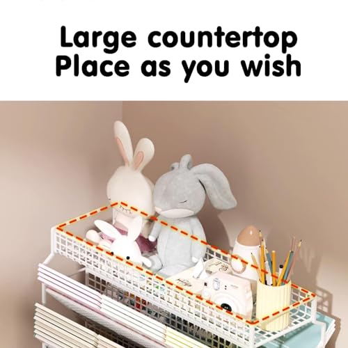 YHKJLYH 6 Tier Metal Rolling File Cart for Office Dorm Classroom Heavy Duty Book Cart with Wheels for Library and Living Room White