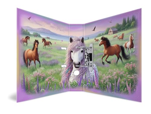 HERMA A4 Lever Arch File Horse World, Pack of 5, 70mm Spine, Heavy Duty Folder with Animal Motif, Glossy Finish & Inner Print, Kids Ring Binder, Archiving Folder & Storage File Organizer
