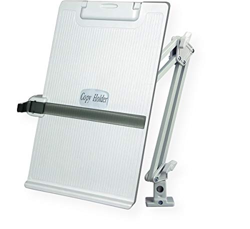Aidata CH012A Metal Arm Copy Holder, Adjustable Viewing Angles, Flexible Metal Arm with Desk Clamp, Sturdy Plastic Pad, Attachable to Desks up to 1.75" Thickness, Metal Arm Extends up to 20"