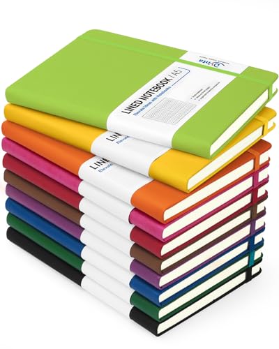 Dynta Hardcover Journal Notebooks A5 Lined 10 Journals Bulk for Writing
