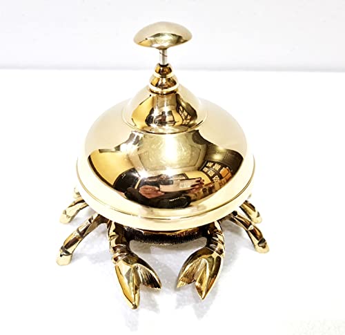 Marine Nautical Store Vintage Decorative Antique Brass Crab Bell Hotel Counter Reception Bell Teacher Desk Bell