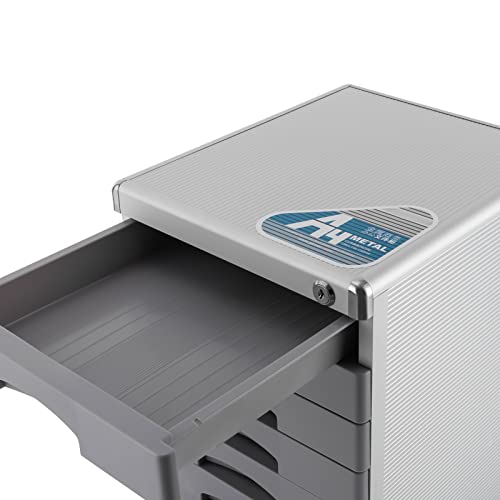 Oiveinya 7-Drawer Office Desktop Cabinet File Cabinets with Lock Metal Lateral Filing Cabinets Silver Letter Organizer with Lock for Home Office Organization