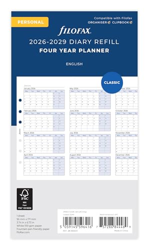 Filofax Personal Four Year vertical Planner 2026-2029 26-68403