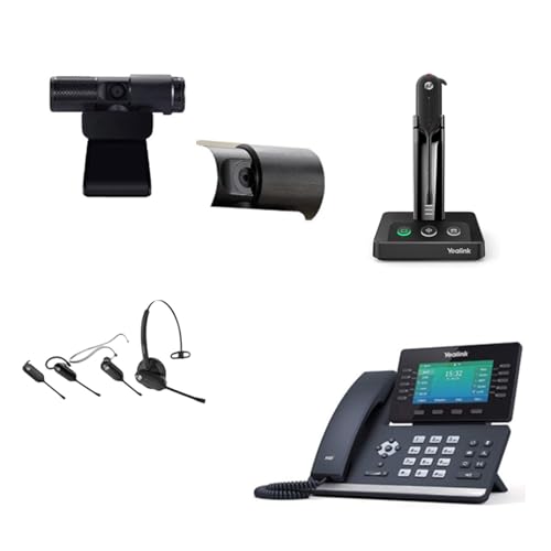 Yealink SIP-T54W IP Corded/Cordless 4.3-Inch Color Display Desktop Phone Bundle with Yealink WH63 Mono Bluetooth Noise Canceling Mic Headset, Cam 313 2MP Webcam for Office