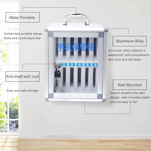 Pocket Chart Storage Cabinet for Cell Phones, Cell Phones Storage Cabinet Pocket Chart Storage Locker Box, with Handle and Security Lock, for Classroom Office (Color : Silver, Size : 12) (Silver 24)