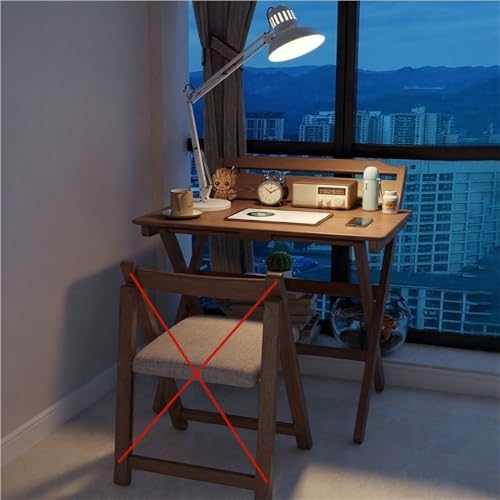 Solid Wood Folding Desk, Small Desk for Bedroom, Fold Small Desk, Computer Desk for Home Office, Simple Study Makeup Workstation, Wooden Study Office Desk Table for Small Spaces(Brown,80cm .5in)