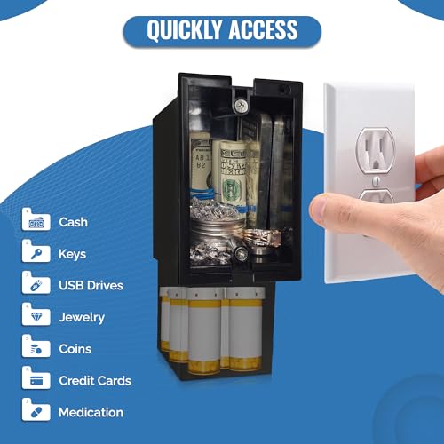 Wall Outlet Safe and Electrical Outlet Hidden Wall Safe, Hide in Plain Sight Key Money Jewelry Storage Cash Holder Safe Box (2)