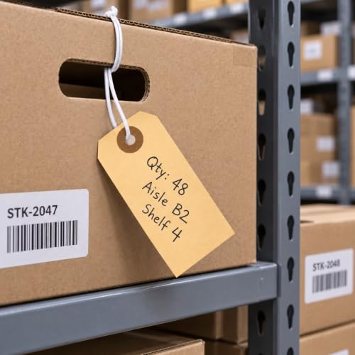 500 Small Manila Shipping Tags #1 with Elastic, 2 3/4" x 1 3/8"