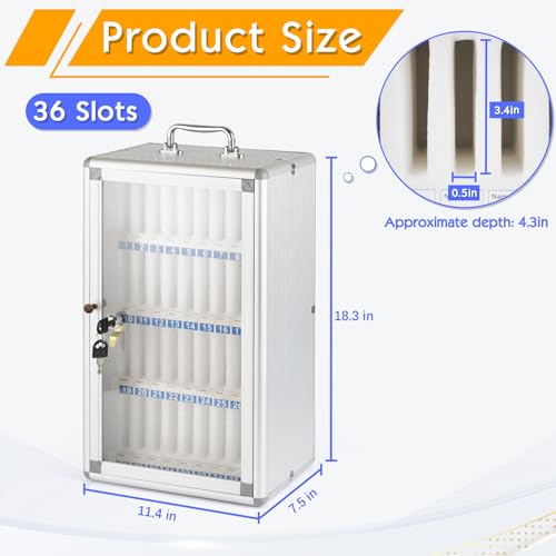 36 Slots Aluminum Alloy Cell Phone Locker, Phone Holder for Classroom