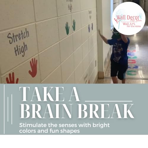 Stretch High Low Sensory Path Floor Decals for Kids - Die-Cut Feet Hands Vinyl Sensory Walk Decals - Education Sensory Walking Path Stickers - Daycare & School Hallway Decor