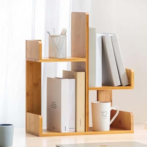 Desk Shelf, Bamboo Desktop Bookshelf, 7.3×22.8×22in - Countertop Orgnizer Shlef, for Place Book, Figurine and Decoration, Storage Rack, Display Shelf, Place on The Desktop for Study Dorm Office Home