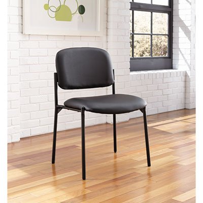HON Scatter Guest Chair, Armless Office Chairs, Leather, Black