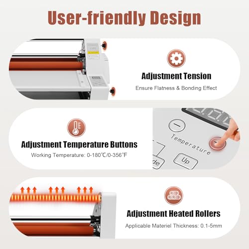 V350 Hot/Cold Dual Roll Laminator Single/Double Sided Roller Laminator 110V