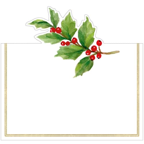 Caspari Holly Sprig Foil Place Cards - 8 Per Package, 5 Packs