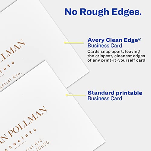 Avery Clean Edge Printable Business Cards, Sure Feed Technology, 2" x 3.5", White, 1,000 Blank Cards for Laser Printers (5874)