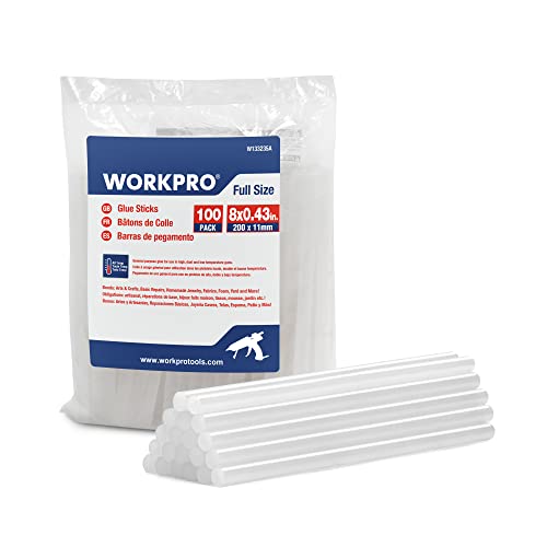 WORKPRO Full Size Hot Glue Sticks, 100-Pack, 0.43" x 8 Inches
