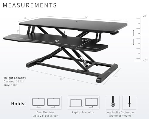 VIVO Black 36 in Standing Desk Converter, DESK-V036KB
