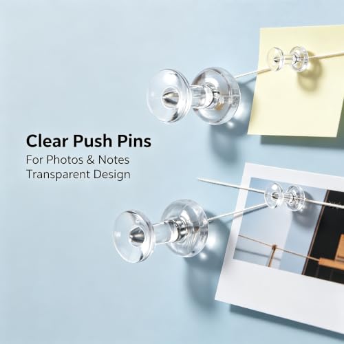 Push Pins 2000 Count,Standard Transparent Thumb Tacks Steel Point