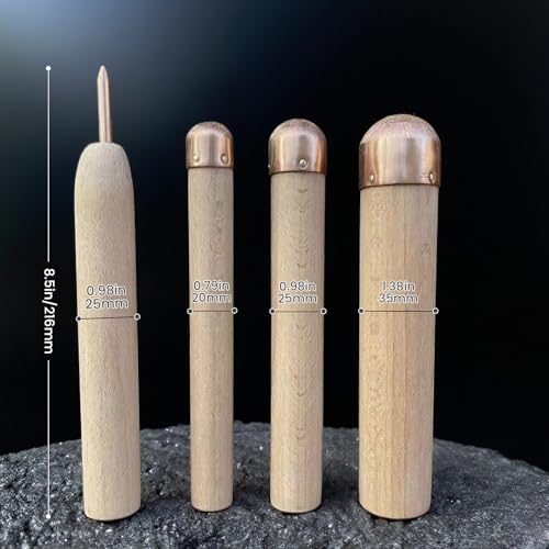 Flint Knapping Kit for Pros and Beginners, Obsidian Crystal Crafting Tool for Arrowheads and Primitive Toolkit Including 3 Copper Hammers 1 Awl and 1 Pressure Flaker and Abrading