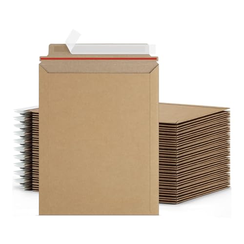 PSBM 100 PCS 13 x 18 Inch Kraft Rigid Photo Mailers, Cardboard Shipping Envelopes, Mailers for Shipping Photos, CDs, Documents, Catalogue, Or any Flat Object