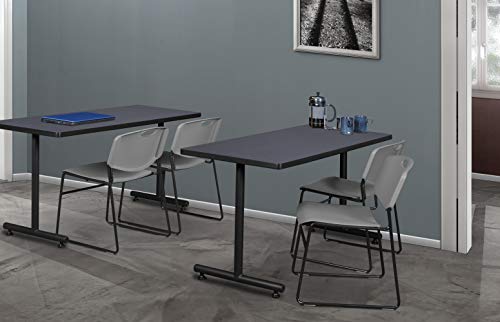 Romig Zeng Ultra Compact Metal Frame Armless Stackable Chair (4 Pack)- Grey
