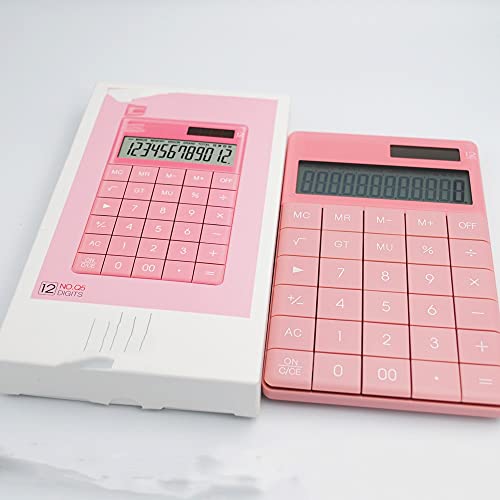 NSUQOA 12 Digit Desktop Calculator Large Big Buttons Financial Business Accounting Tool Solar Power(C)