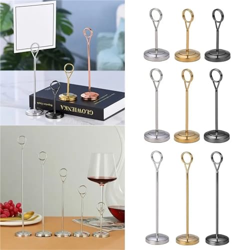 Round Memo Clip Holder for Desk, 6/12 Pack Stainless Steel Photo Card Stand