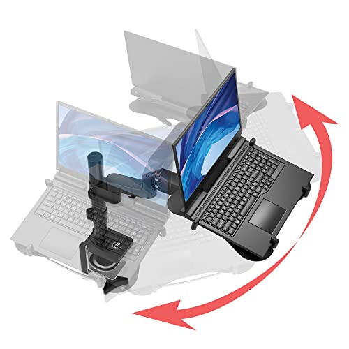 CTA Digital Laptop Desk Mount – Articulating Desk Mount Clamp for Laptops with Built-in Cooling Fan (LT-DMCGCF)