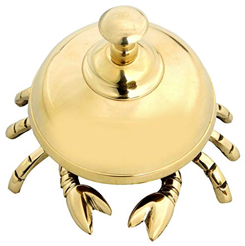 Vintage Antique Brass Crab Bell Hotel Counter Reception Bell Teacher Desk Bell