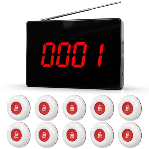 CallToU Wireless Caregiver Pager Nurse Calling System 1000+ft Call Bell Patients with 1 Receiver 10 Caregiver Call Buttons for Clinic/Medical and Rehabilitation Center/Hospital/Nurses Station/Home