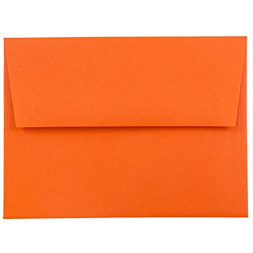 JAM PAPER A2 Colored Invitation Envelopes - 4 3/8 x 5 3/4 - Orange Recycled - Bulk 250/Box