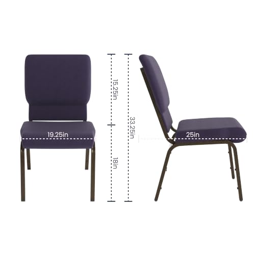 EMMA + OLIVER Royal Purple Fabric 18.5" W Stacking Church Chair