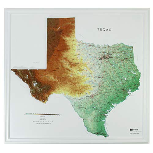 3D Texas Raised Relief Map | Topographic Wall Map, Feel the Terrain | 28" x 25" | USGS Topographic Data | Vacuum-Formed | Hubbard Scientific