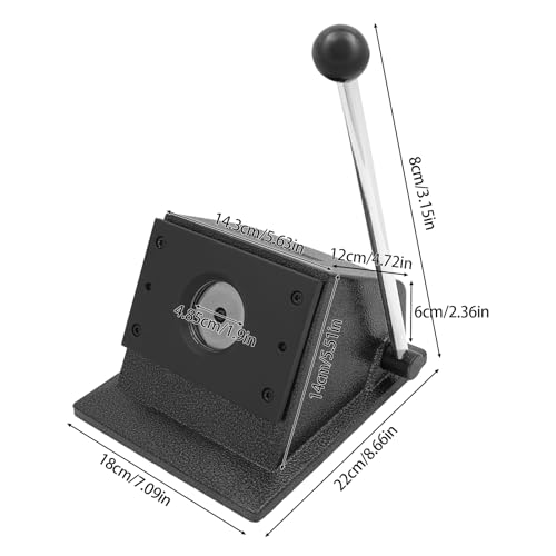 Punch Die Cutter, 1.46"/37mm Diameter Button Maker, 1.9"/48.5mm Diameter Circle Cutter, Badge Medal Label Cutting Machine, Sharp Steel Blade & Lever Handle Round Cutting Tool for A4 Paper, Card Stock