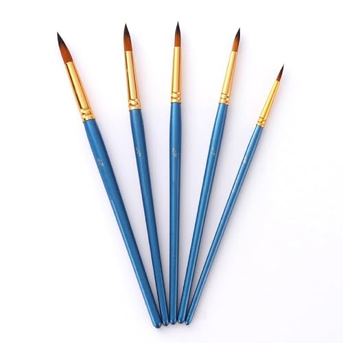 UOHLCX HBJWOV 5Pcs Paint Brushes Set Nylon Hair Painting Brush Short Rod for Oil Acrylic Brush Watercolor Brushes Art Supplies