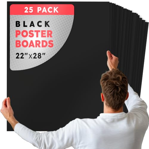 Hygloss Black Poster Board 22 x 28-25 Count Bulk Pack, 10 Pt. Thickness